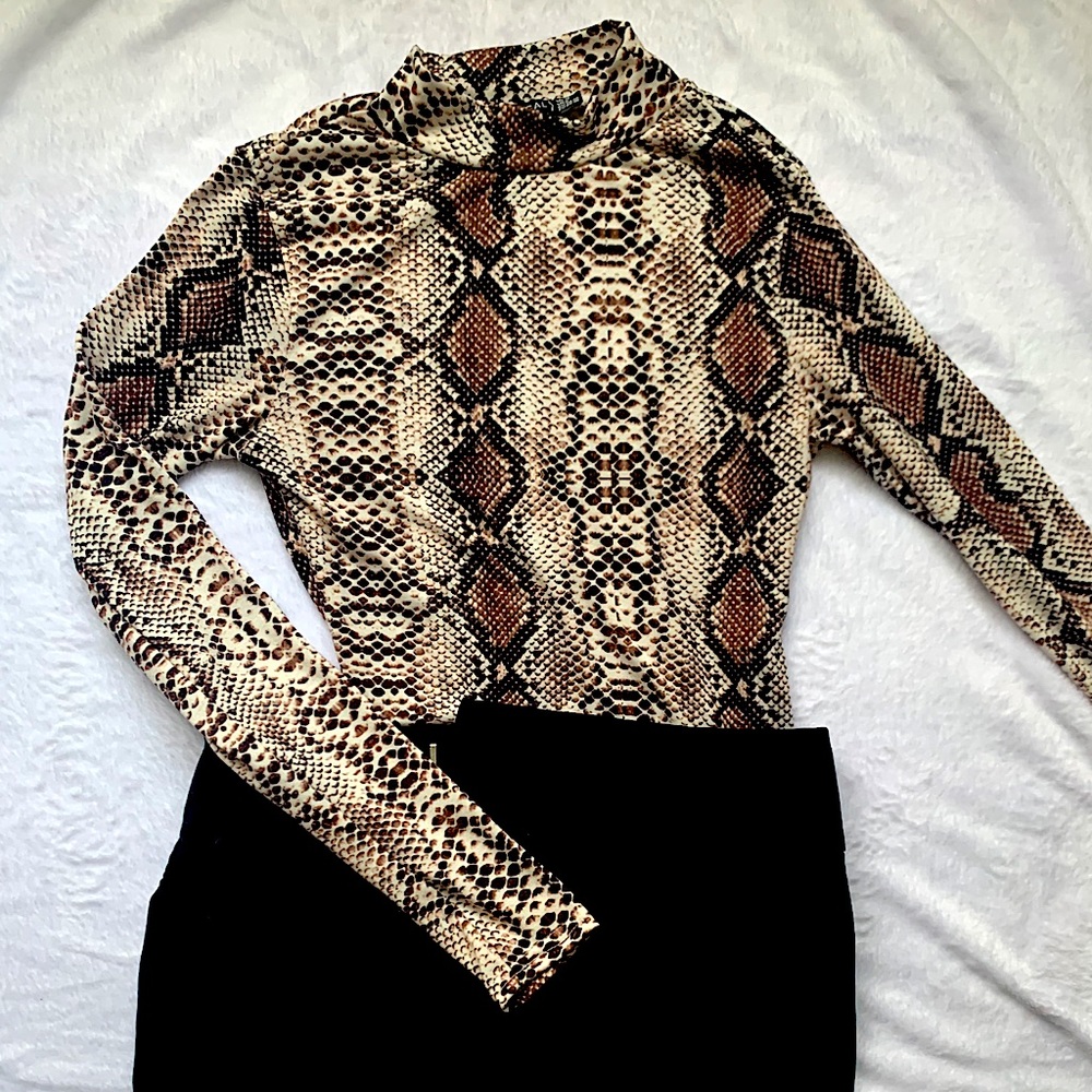 Snake Turtleneck High Rise Bodysuit
